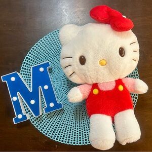 Hello Kitty 15-16” Plush Toy with Red Overalls Outfit, Tag on foot